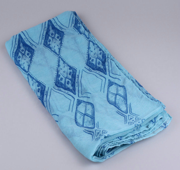 Good Print Women Scarf Bamboo Fiber Warm Scarves Wraps 180*85CM - Blue