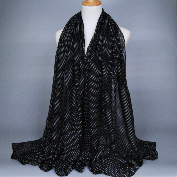 Good Solid Women Scarf Dot Bamboo Fiber Warm Scarves Wraps 180*95CM - Black