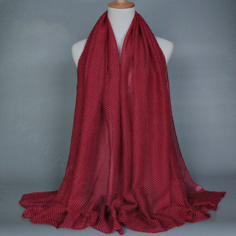 Good Solid Women Scarf Dot Bamboo Fiber Warm Scarves Wraps 180*95CM - Red