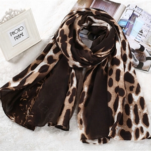 Leopard Print Scarf Shawls Women Winter Warm Cotton Panties 180*95CM - Brown