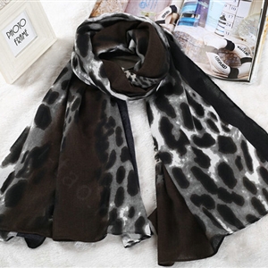 Leopard Print Scarf Shawls Women Winter Warm Cotton Panties 180*95CM - Grey