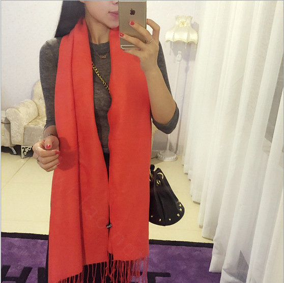 Pashmina Women Scarf Shawl Cashmere Warm Winter Solid Scarves 190*70CM - Orange