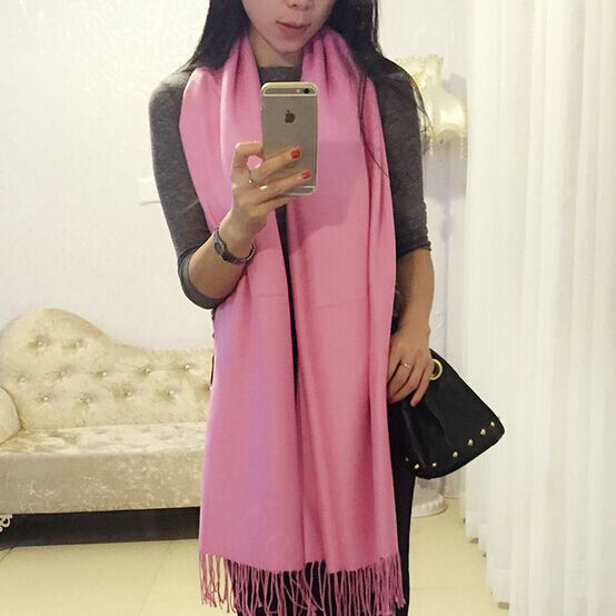 Pashmina Women Scarf Shawl Cashmere Warm Winter Solid Scarves 190*70CM - Pink