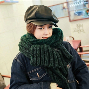 Patchwork Unisex Scarf Shawls Winter Warm Mohair Solid Scarves 190*40CM - Green