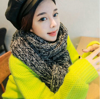 Patchwork Unisex Scarf Shawls Winter Warm Mohair Solid Scarves 190*40CM - Grey
