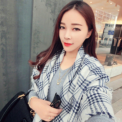 Plaid Scarf Shawls Pashmina Women Warm Cashmere Solid Scarves 140*140CM - Beige