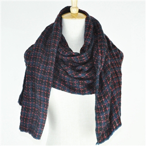 Plaid Scarf Shawls Pashmina Women Winter Warm Wool Solid Scarves 200*50CM - Blue