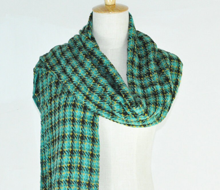 Plaid Scarf Shawls Pashmina Women Winter Warm Wool Solid Scarves 200*50CM - Green