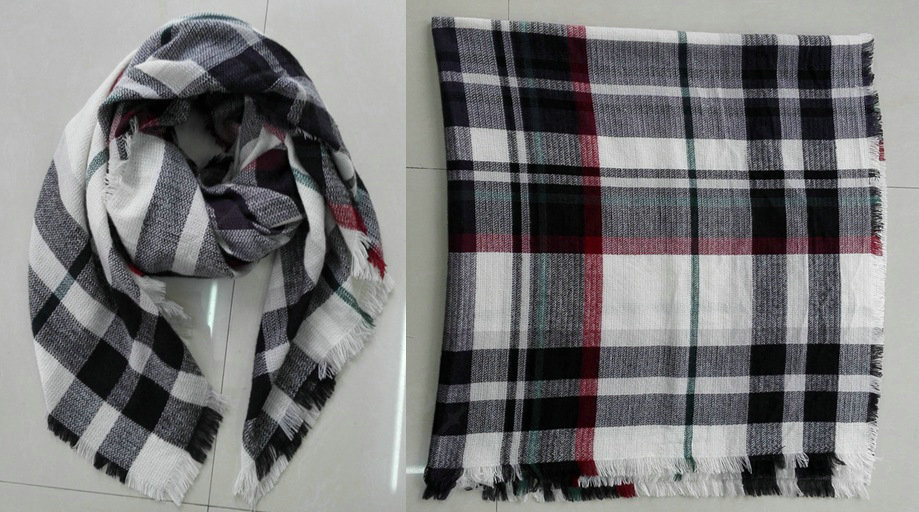Plaid Scarf Shawls Women Winter Warm Cashmere Solid Wholesale 140*140CM - Black