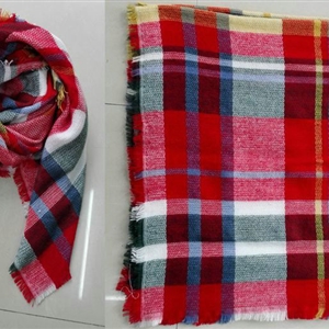 Plaid Scarf Shawls Women Winter Warm Cashmere Solid Wholesale 140*140CM - Red