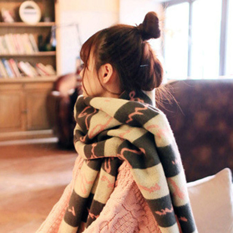 Plaid Unisex Scarf Shawls Winter Warm Cashmere Solid Scarves 180*35CM - Black