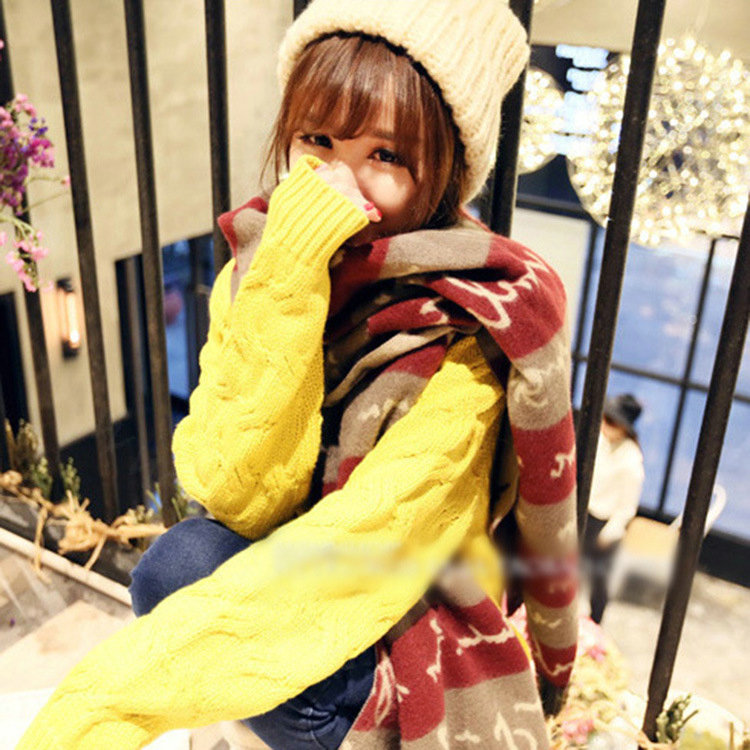 Plaid Unisex Scarf Shawls Winter Warm Cashmere Solid Scarves 180*35CM - Red