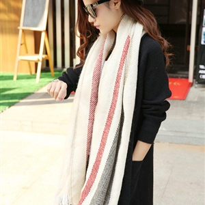 Plaid Women Scarf Shawls Winter Warm Cashmere Solid Scarves 180*90CM - Beige
