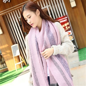 Plaid Women Scarf Shawls Winter Warm Cashmere Solid Scarves 180*90CM - Pink