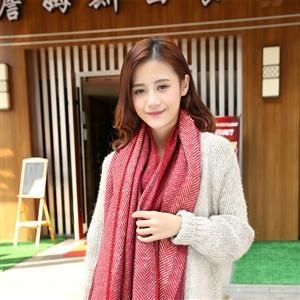 Plaid Women Scarf Shawls Winter Warm Cashmere Solid Scarves 180*90CM - Red