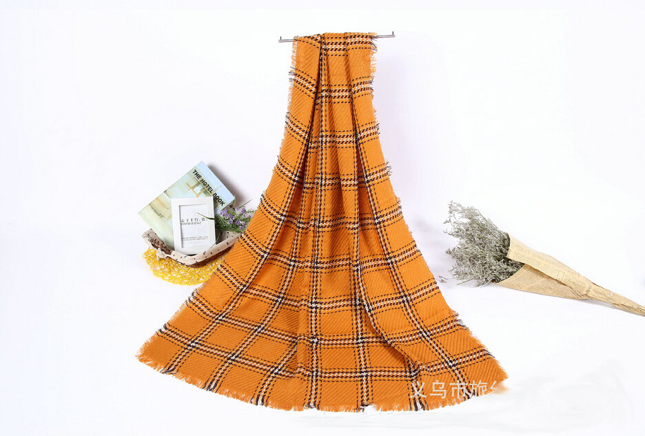 Plaid Women Scarf Shawls Winter Warm Wool Solid Scarves 200*100CM - Yellow