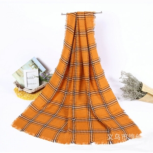 Plaid Women Scarf Shawls Winter Warm Wool Solid Scarves 200*100CM - Yellow