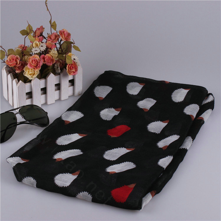 Pretty Chiffon Scarf Shawls Winter Women Polka Dot Print Solid Scarves 180*90CM - Black