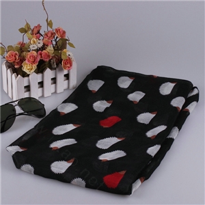 Pretty Chiffon Scarf Shawls Winter Women Polka Dot Print Solid Scarves 180*90CM - Black