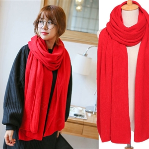 Pretty Unisex Scarf Shawl Winter Warm Cashmere Solid Panties 220*60CM - Red