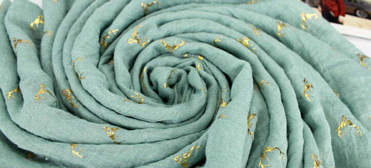 Print Fawn Women Pashmina Shawl Winter Warm Cotton Solid Panties 190*150CM - Aqua