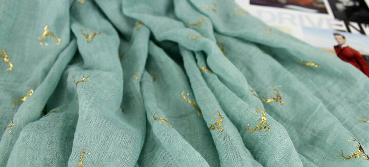Print Fawn Women Pashmina Shawl Winter Warm Cotton Solid Panties 190*150CM - Aqua