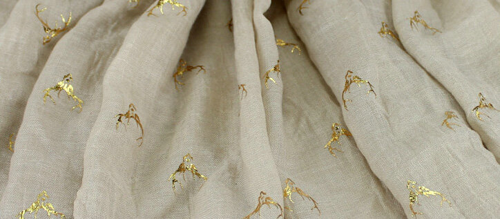 Print Fawn Women Pashmina Shawl Winter Warm Cotton Solid Panties 190*150CM - Beige