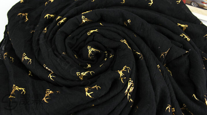 Print Fawn Women Pashmina Shawl Winter Warm Cotton Solid Panties 190*150CM - Black