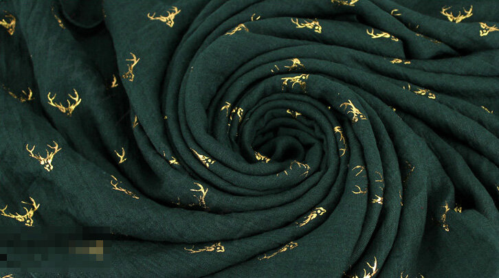 Print Fawn Women Pashmina Shawl Winter Warm Cotton Solid Panties 190*150CM - Blackish Green
