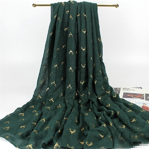 Print Fawn Women Pashmina Shawl Winter Warm Cotton Solid Panties 190*150CM - Blackish Green