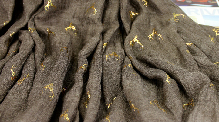 Print Fawn Women Pashmina Shawl Winter Warm Cotton Solid Panties 190*150CM - Brown