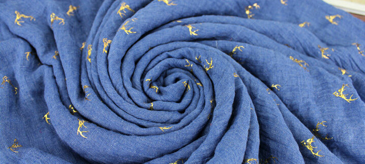 Print Fawn Women Pashmina Shawl Winter Warm Cotton Solid Panties 190*150CM - Cowboy Blue