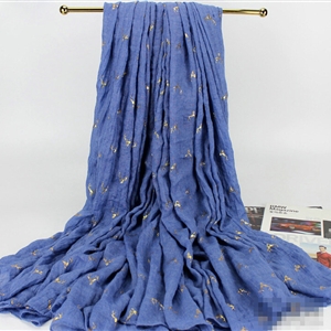 Print Fawn Women Pashmina Shawl Winter Warm Cotton Solid Panties 190*150CM - Cowboy Blue