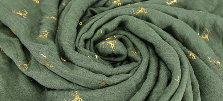 Print Fawn Women Pashmina Shawl Winter Warm Cotton Solid Panties 190*150CM - Green