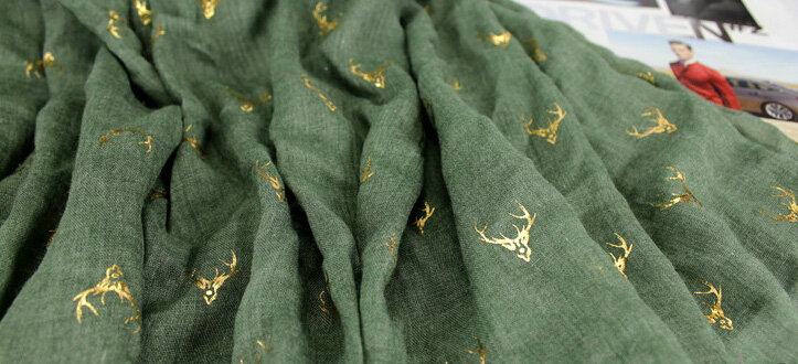 Print Fawn Women Pashmina Shawl Winter Warm Cotton Solid Panties 190*150CM - Green