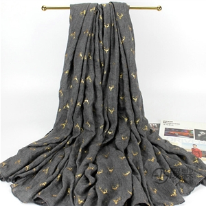 Print Fawn Women Pashmina Shawl Winter Warm Cotton Solid Panties 190*150CM - Grey