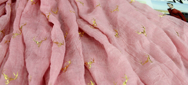 Print Fawn Women Pashmina Shawl Winter Warm Cotton Solid Panties 190*150CM - Pink