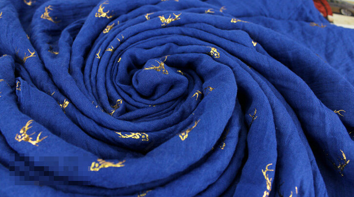 Print Fawn Women Pashmina Shawl Winter Warm Cotton Solid Panties 190*150CM - Sapphire Blue