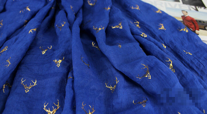 Print Fawn Women Pashmina Shawl Winter Warm Cotton Solid Panties 190*150CM - Sapphire Blue