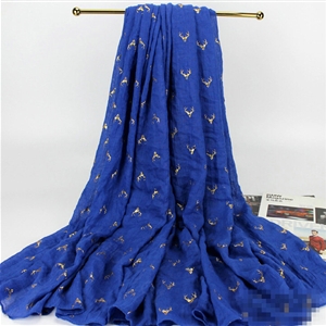 Print Fawn Women Pashmina Shawl Winter Warm Cotton Solid Panties 190*150CM - Sapphire Blue