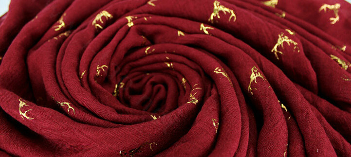 Print Fawn Women Pashmina Shawl Winter Warm Cotton Solid Panties 190*150CM - Wine Red
