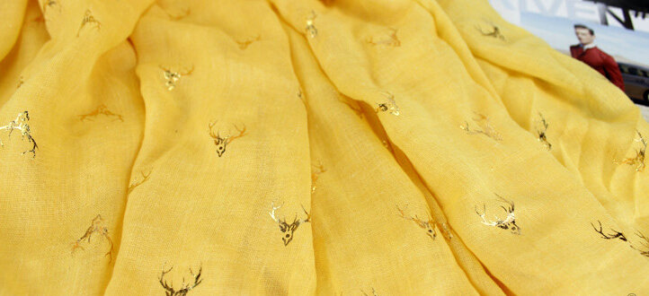 Print Fawn Women Pashmina Shawl Winter Warm Cotton Solid Panties 190*150CM - Yellow