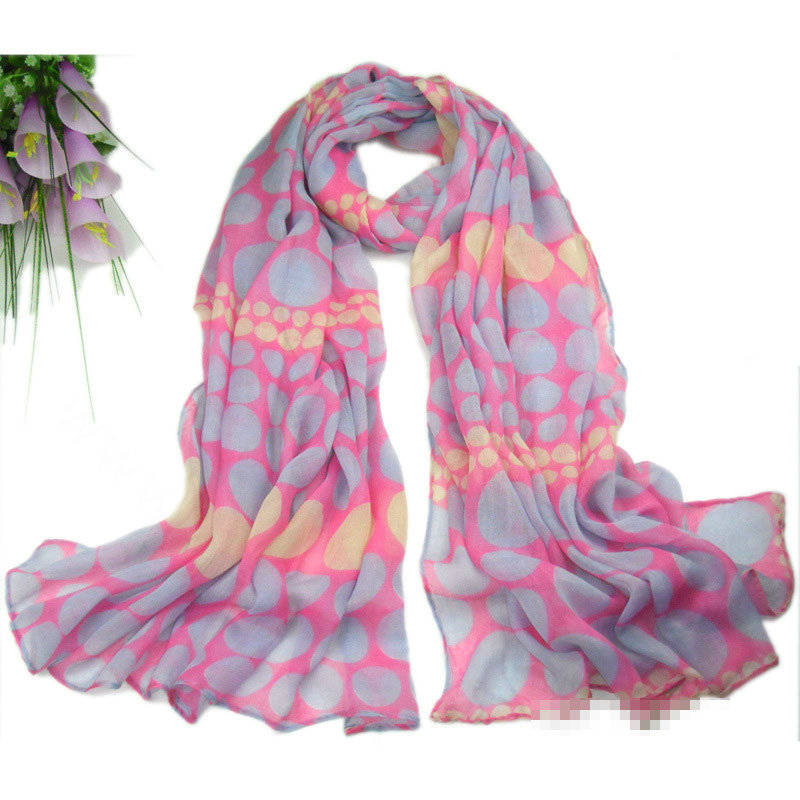 Print Women Scarf Flower Bamboo Fiber Warm Scarves Wraps 180*90CM - Pink