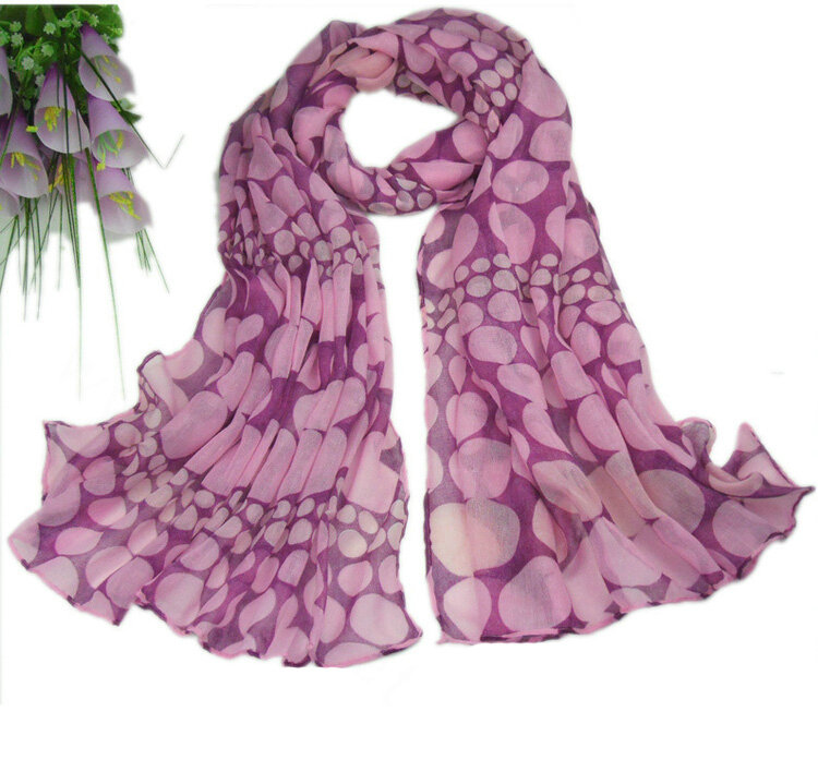 Print Women Scarf Flower Bamboo Fiber Warm Scarves Wraps 180*90CM - Purple