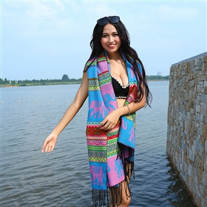 Print Women Scarf Shawls Winter Warm Cashmere Solid Scarves 180*70CM - Blue