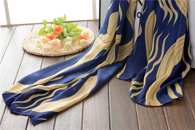 Striped Women Scarf Shawls Winter Warm Polyester Scarves 180*70CM - Dark Blue