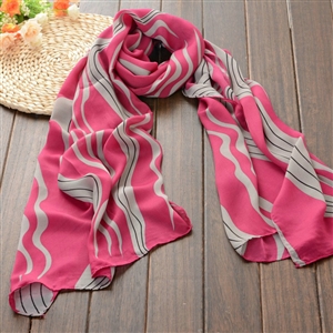 Striped Women Scarf Shawls Winter Warm Polyester Scarves 180*70CM - Pink