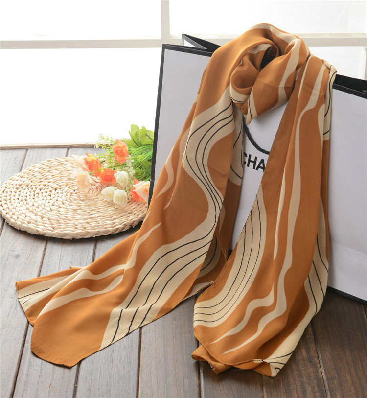 Striped Women Scarf Shawls Winter Warm Polyester Scarves 180*70CM - Yellow
