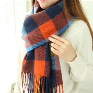 Tassels Plaid Women Scarf Shawl Winter Warm Wool Panties 210*65CM - Colorful