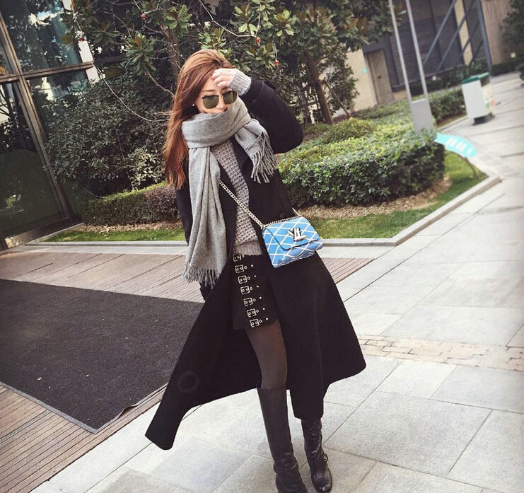 Tassels Unisex Scarf Shawl Winter Warm Cashmere Solid Wraps 190*76CM - Grey